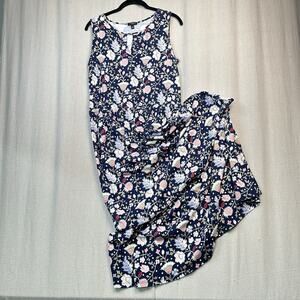 TALBOTS FILIGREE Women’s FLORAL JERSEY MAXI DRESS Size M Sleeveless Stretch